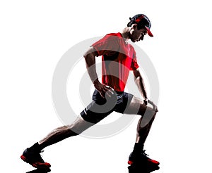 Man runner jogger stretching warming up silhouette