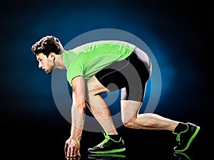 Man runner running jogger jogging isolated