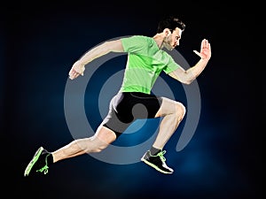 Man runner running jogger jogging isolated