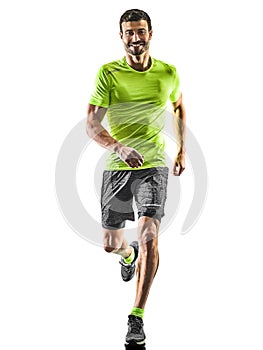Man runner running jogger jogging isolated silhouette white back