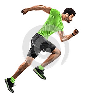 Man runner running jogger jogging isolated silhouette white background