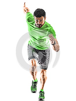 Man runner running jogger jogging isolated silhouette white background