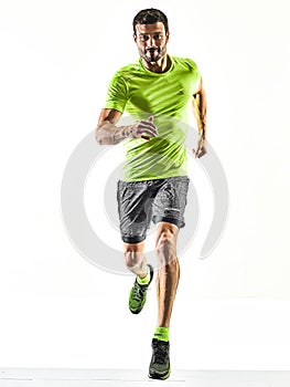 Man runner running jogger jogging isolated silhouette white background