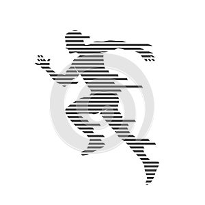 Man runner speed silhouette striped lines vector