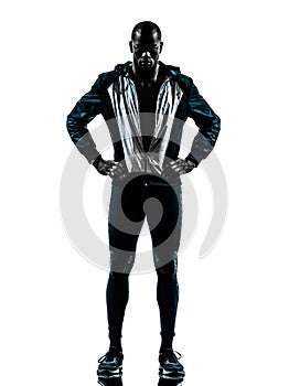 Man runner sprinter jogger posing silhouette