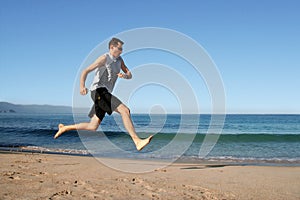 Man running on the beach