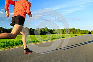 Man running on country road, training inspiration and motivation