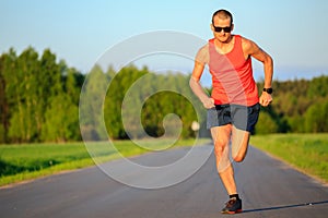 Man running on country road, training inspiration and motivation