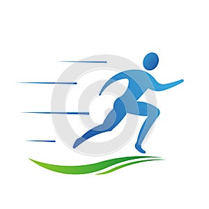 Man running fast with trail logo