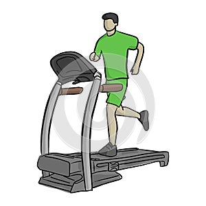 Man running in a gym on a treadmill vector illustration sketch d