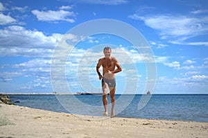 Man running out the sea