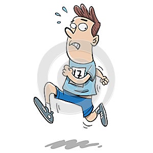 Man running scared in marathon