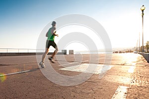 Man running at the seaside.