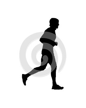 Man Running Side View Isolated Graphic Silhouette