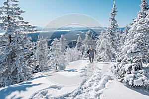 Man running in the snow