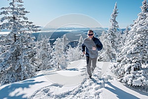 Man running in the snow