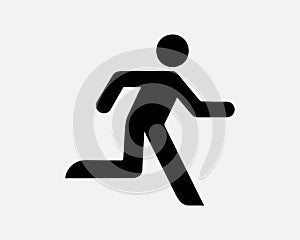 Man Running Sprinting Stick Figure Run Sprint Jog Jogging Black and White Sign Symbol Icon Vector