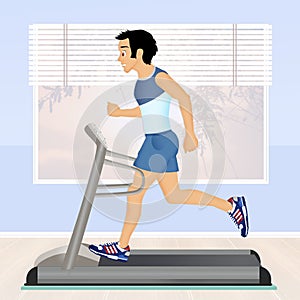 Man running on tapis roulant