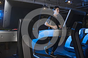 Man running on the treadmill.A healthy life concept.