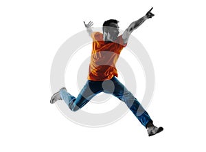 Man runnning jumping silhouette isolated