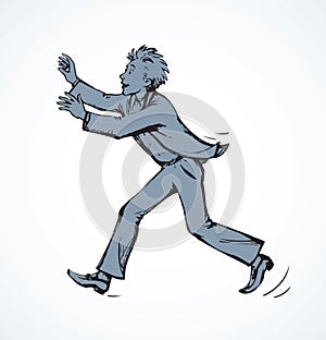 The man runs away. Vector drawing