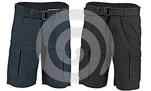 Man`s Bermudas gray and black. Isolated image on white background.