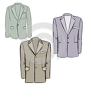 Man's fashion jacket. Vector business double-brea