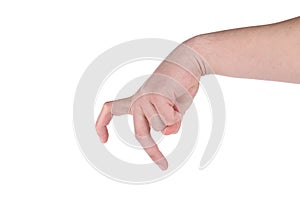 Man's hand with finger walk.