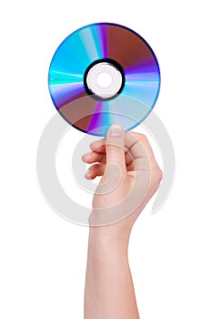 Man's hand holding a compact disc