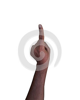 Man`s Hand Isolated On White Background person pointing