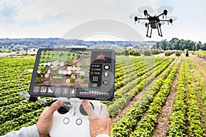 Modern Smart Farming Agriculture Technology At Farm photo