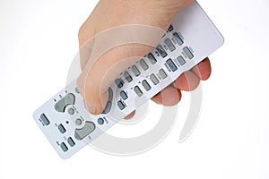 Man's hand on a remote control