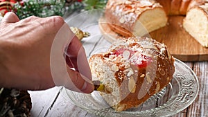 Man`s hand removing the king from the RoscÃ³n de Reyes