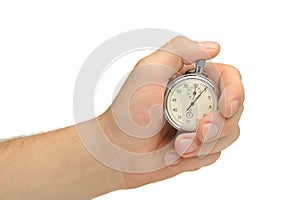 Man's hand with a stopwatch