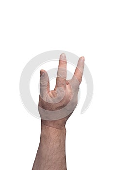 A man`s hand showing different gestures