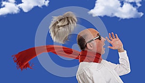 Man's toupee blown away by wind