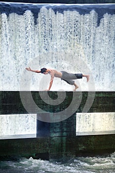 man's yoga in nature