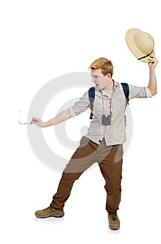 Man in safari hat