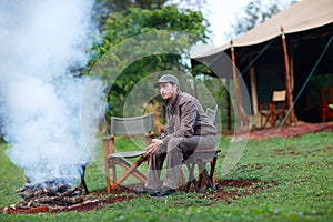 Man on safari vacation