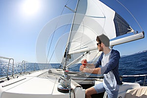 Man sailing with boat