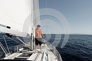 Man sailing with sails out