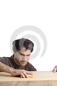 Man sanding wood