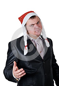 Man in a Santa Claus hat