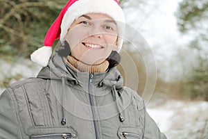 Man in Santa Claus hat