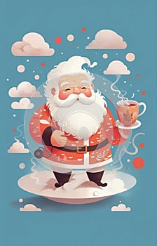 man santa home drink cute male hot claus holiday merry christmas mug. Generative AI.