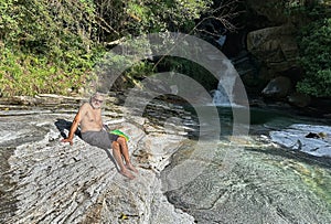 man at Santa Petronilla Waterfall