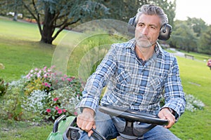 Man sat on mower