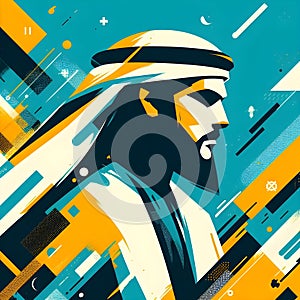 A man Saudi Arabia background abstract paint ai generator