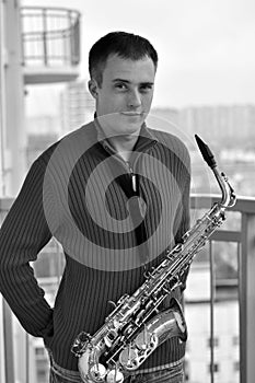 Man with saxophone