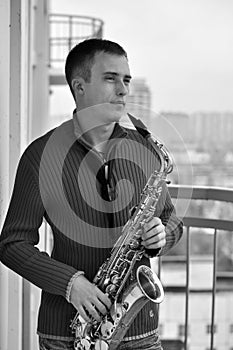 Man with saxophone